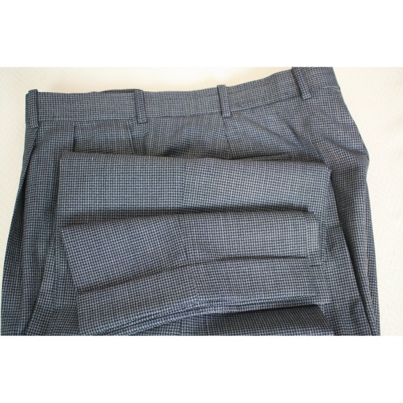 Mens Grey Black Micro Houndstooth Pleated Dress Pants Trousers Slacks - Picture 4 of 12